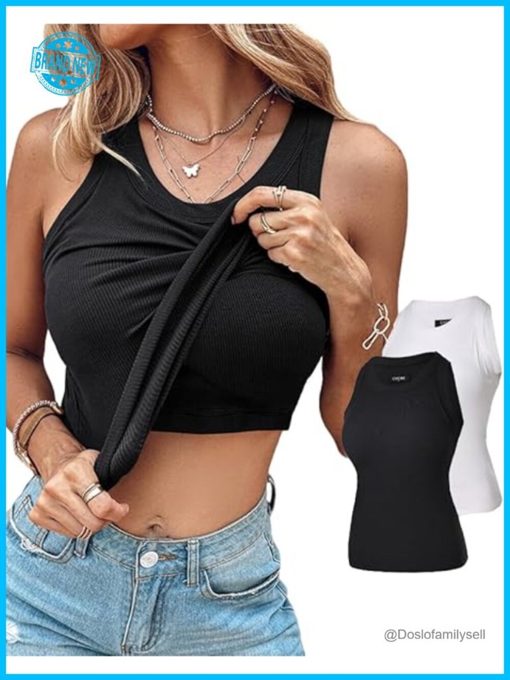 2 Piece Racerback Tank Tops with Built-in Bra, Ribbed Tanks for Women